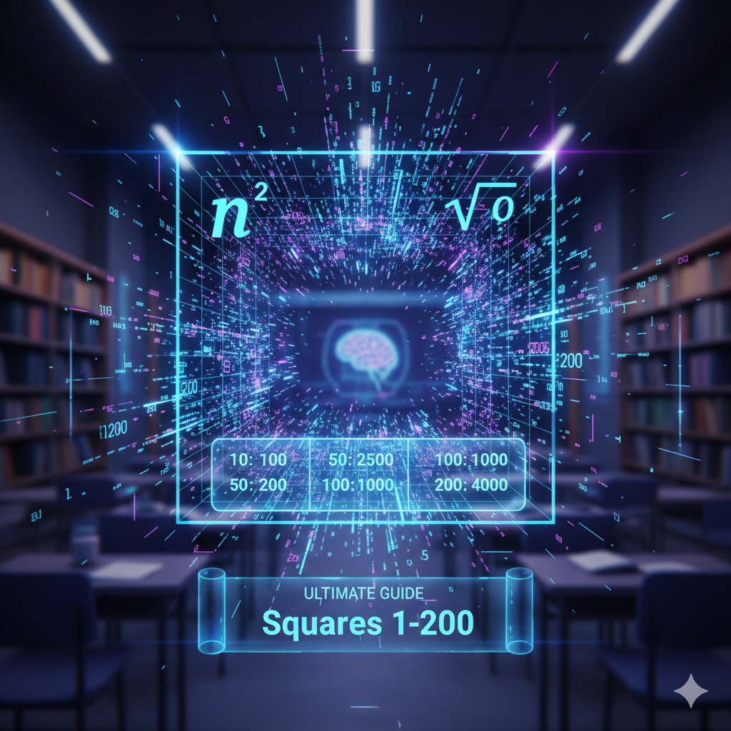 The Ultimate Guide to Squares: Table of Squares from 1 to 200 squares up to 200